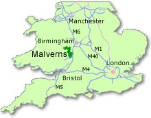 Location map of Malvern